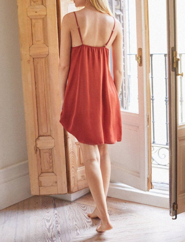 Orange Lace Satin Nightgown | TFC-WNG-001